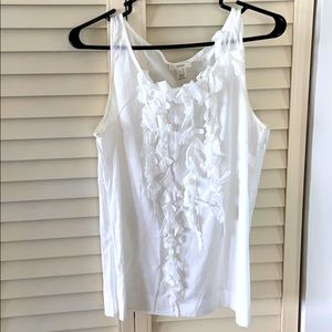 J Crew white floral tank top